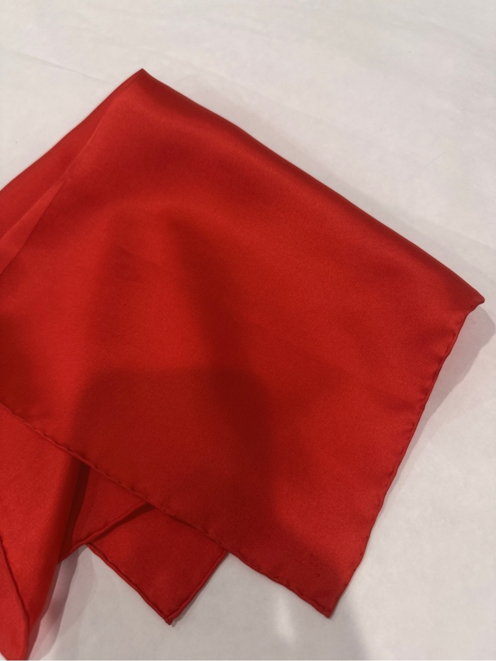 Red Silk Square 17” x 17” Hand Rolled
